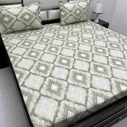 Pure Decor Royal Passion Green Printed Pure Cotton 220 TC Queen Bedsheet Set 2.54 x 2.26 m-image-77