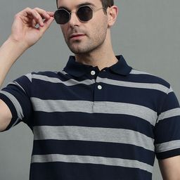 GET GOLF Men Striped Polo Collar Cotton T-shirt-image-91