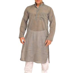 Exotic India Men Striped Regular Kurta with Pyjamas-image-93