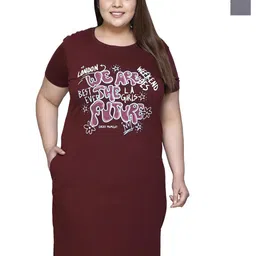 IN Love Pack of 2 Women Plus Size Front Printed Cotton Nighty Chemise-image-65