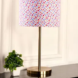 Aura White Printed Metal Traditional Cylindrical Shaped Table Lamp-13