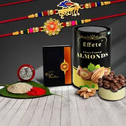 DeoDap 4 Pieces Unisex Floral Rakhi Gift Set-image-9