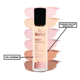 GlamFam High Coverage Waterproof Foundation- 30 ml- Ivory 02 image 5
