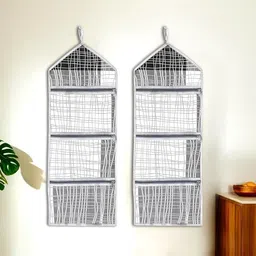 Kuber Industries Grey & White 2 Pieces Printed Wardrobe Multi-Utility Organisers-5