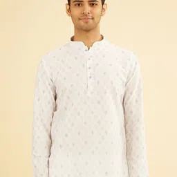 Manyavar Men Geometric Printed Mandarin Collar Cotton Short Kurta-image-73