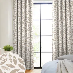 Nefertiti Home Brown 2 Pieces Floral Printed Black Out Long Door Curtains-picture-0
