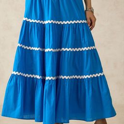 Virgio June Blue Tiered Maxi Skirt-image-60