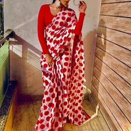 Moda Rapido Red Printed Poly Georgette Sarees-picture-2