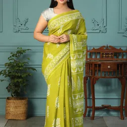 BALOOBI Ethnic Motifs Ready to Wear Block Print Saree-16