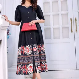 SHINISHA Colourblocked Print A-Line Midi Dress-image-25