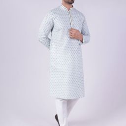 AURIK Men Printed Regular Kurta with Pyjamas image 5
