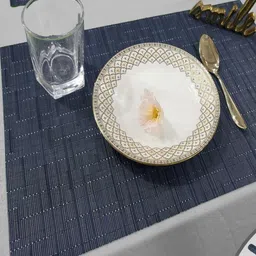 Good Vibes Blue 6 Pieces Textured Waterproof Anti-Skid Rectangular Table Placemats-picture-26