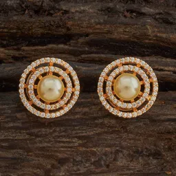 Kushal's Fashion Jewellery Gold-Plated Circular Shaped Zircon Studs Earrings-16