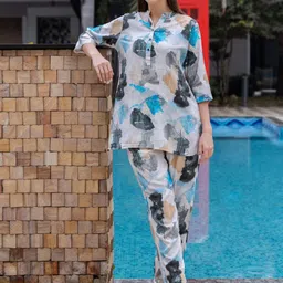 TITTLI Pretty Printed Relaxed Fit Mandarin Collar Tunic With Trousers Co-Ords-picture-7