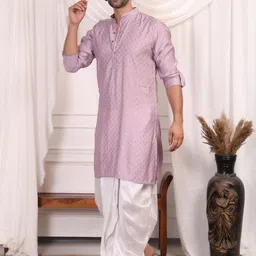 MIDAV Men Floral Printed Block Print Kurta image 3