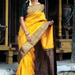 CANIZZARO Embellished Woven Design Zari Banarasi Saree-picture-7