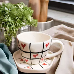 Kraftlik Handicraft White & Black Handcrafted and Hand Painted Printed Ceramic Glossy Mugs Set of Cups and Mugs-image-71