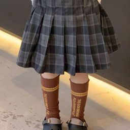 LULU & SKY Plaid Pattern Pleated A-line Skirt-image-93