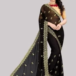 J 6 DESIGNER Solid Embellished Mirror Work Saree-picture-29