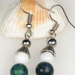 Handmade Gemstone Green Jasper And Agate Earrings For Women And G-40