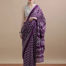 Jaipur Kurti Geometric Printed Pure Cotton Saree-20