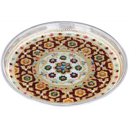 Exotic India Brown & White Metal Puja Thali-image-59