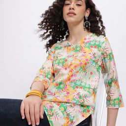 Anouk Rustic Floral Printed V-Neck Straight Kurta-picture-23