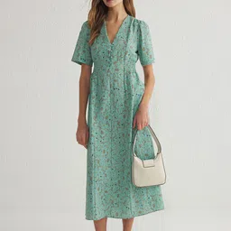 Trendyol Women Floral Printed A-Line Midi Dress-picture-3