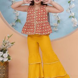 Little Zing Girls Floral Printed Kurti with Sharara-picture-23