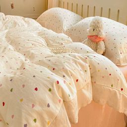 JC HOME Pink & Red Self Design Polycotton 3 Piece Double Extra Large Regular Bedding Set-image-9
