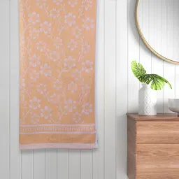FABINALIV Yellow & White Floral Printed 450 GSM Cotton Bath Towel-image-20