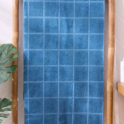 Home Centre Mekong Blue Checked Printed Cotton 400 GSM Bath Towel-51