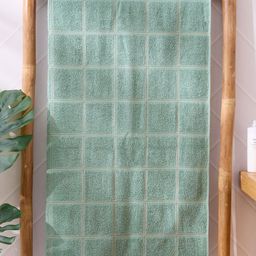 Home Centre Mekong Green Checked Printed Cotton 400 GSM Bath Towel-45