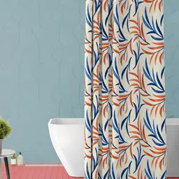 ArtzFolio Cream & Blue Abstract Printed Waterproof Shower Curtain-8