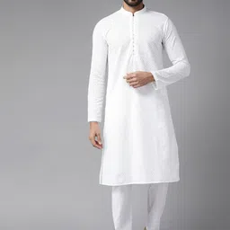 APEKTRA Geometric Embroidered Mandarin Collar Thread Work Pure Cotton Straight Kurta-picture-28