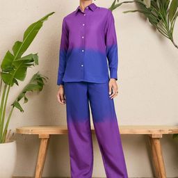 HIGH BUY Women Colourblocked Shirt with Trousers-image-94