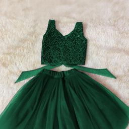 Shoryam Fashion Girls Green Raw Silk Lehenga Choli-picture-31
