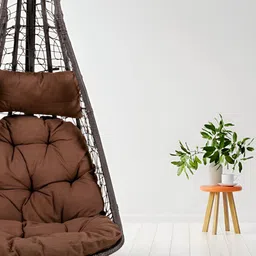 Swingzy Black & Brown Textured Single Seater Hammock Swing With Cushion-4