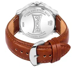 SPENCHER Men & Leather Straps Analogue Multi Function Watch SMW D&D White Dial Brown Strap image 3
