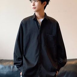HERE&NOW Men Oversized Fit Spread Collar Solid Casual Shirt-picture-43