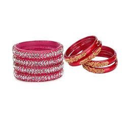 SOMIL Set Of 8 Artificial Stones and Beads Studded Glass Bangles-image-89