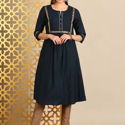 Anouk Notch Neck Empire Gotta Patti A-Line Kurta-picture-21