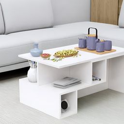 HEXA RED White Textured Wooden Rectangle Coffee Table-14