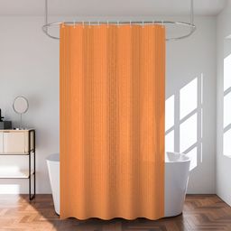 Aura 2-Pcs Gold-Toned Striped Shower Curtain With 8 Rings-18