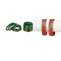 SOMIL Women Pack Of 2 Red And Green Glass Ethnic Handcrafted Traditional Bangle-picture-36