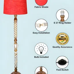 Homesake Red & Brown Textured Wood FloorLamp image 4