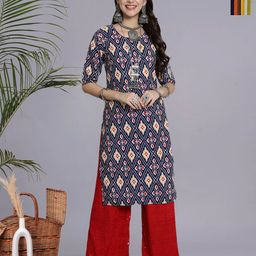 HERE&NOW Selection Of 2 Geometric Printed Round Neck Straight Kurtas-97