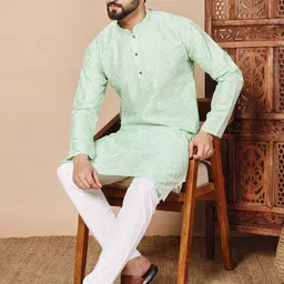 Shiv Leela Embroidered Art Silk Sequinned Mandarin Collar Straight Kurta-image-72