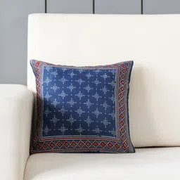 Eyaas Navy Blue & Red Ethnic Motifs Square Cushion Covers-image-28