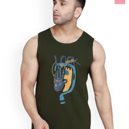 SLOWLORIS Pack Of 2 Typography Printed Combed Cotton Gym Vests-picture-21